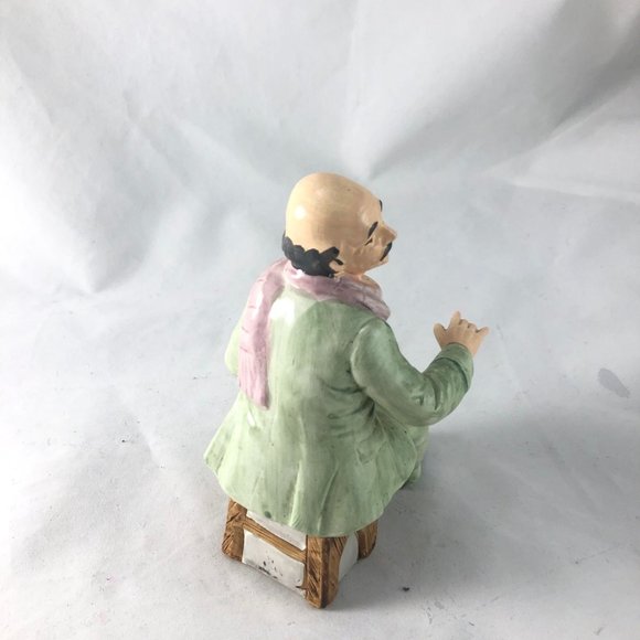 Vintage Porcelain Figurine Sitting Man in Green Suit Holding Sheet Music Hand Pa - Picture 4 of 9